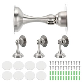 MECCANIXITY Magnetic Door Stoppers Stainless Steel Door Stops, Wall Floor Mounted Doors Holder Keep Doors Open for Home Office Closet (Silver Tone, Pack of 4)