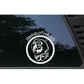 Parrothead - 5 3/4" x 6 1/2" die Cut Vinyl Decal/Bumper Sticker for Windows, Cars, JDM, Trucks, Bumpers, Tool Boxes, Boats, laptops - virtually Any Hard, Smooth Surface. Made in The USA