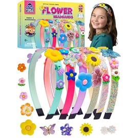 PURPLE LADYBUG Flower Headband Making Kit for Girls - Summer Toys for Kids Ages 4-8, Summer Crafts for Kids, 6 Year Old Girl Birthday Gift, Hair Accessories for Girls, Decorative Craft Activity Set