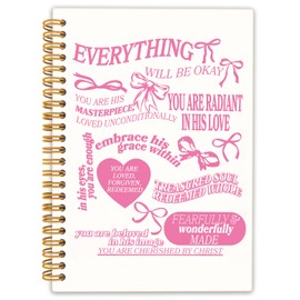 Locomiss Coquette Pink Bow Christian Spiral Notebook, Inspirational Bible Verse Journal Notebooks for Note Taking, Preppy Girly Pink Scripture Prayer Journal for Woman, Hardcover Notebook 5.5x8.3