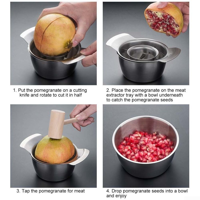 Stainless Steel Pomegranate Corer, Pomegranate Peeler, Non-Slip Pomegranate Arils Removal