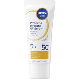 NIVEA SUN Breathable Serum SPF 50+, Breathable Sun Cream with Vitamin E, Ultralight XXL Face Care with SPF 50+ for Sensitive Skin, Protect & Light Feel (90 ml)