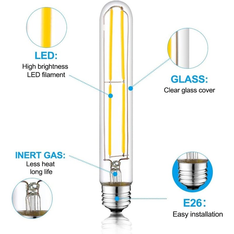 NOVELUX 7.3 Inch E26 Led Bulb 6W Dimmable, 2700K Soft