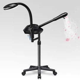 Retain Time Facial Steamer for Ozone Humidifier Atomizer Attach 5× Magnifier and Light, Professional Face Steamer Clean Skin Firming Pores and Moisturizing Suitable for a Beauty, Spa, at Home