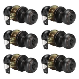 Haidms Oil Rubbed Bronze Door Knobs Interior, Privacy Door Knob for Bedroom, Classic Bronze Interior Door Knobs Round Bathroom Door Hardware(6 Pack)
