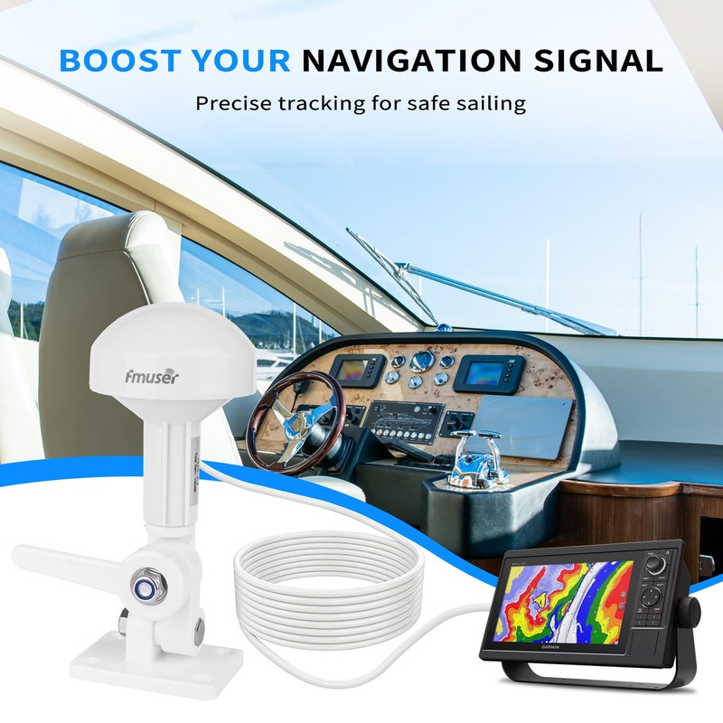 FMUSER GS100 Marine GPS Antenna for Boat Ship Navigation with