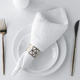 SPRICA Jacquard Napkins 48x48cm Set of 4 Pieces Decorative Washable Reusable Napkin, White