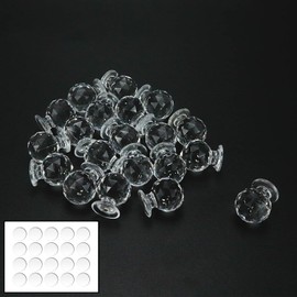 Savagrow 20pcs Self Stick Cabinet Knobs Acrylic Clear Ball-Diamond Shape Drawer Knobs, 18x21MM with Double-Sides Adhesive