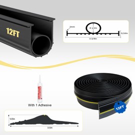 DGSL Garage Door Threshold and Bottom Seals Kit 12 FT,Rubber Weather Stripping Seal Strip Replacement,DIY Garage Door Bottom Seal with Sealants/Adhesive Combination