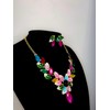 MMonesu Women Jewelry Set Rhinestone Colorful Crystal leaf shape Statement