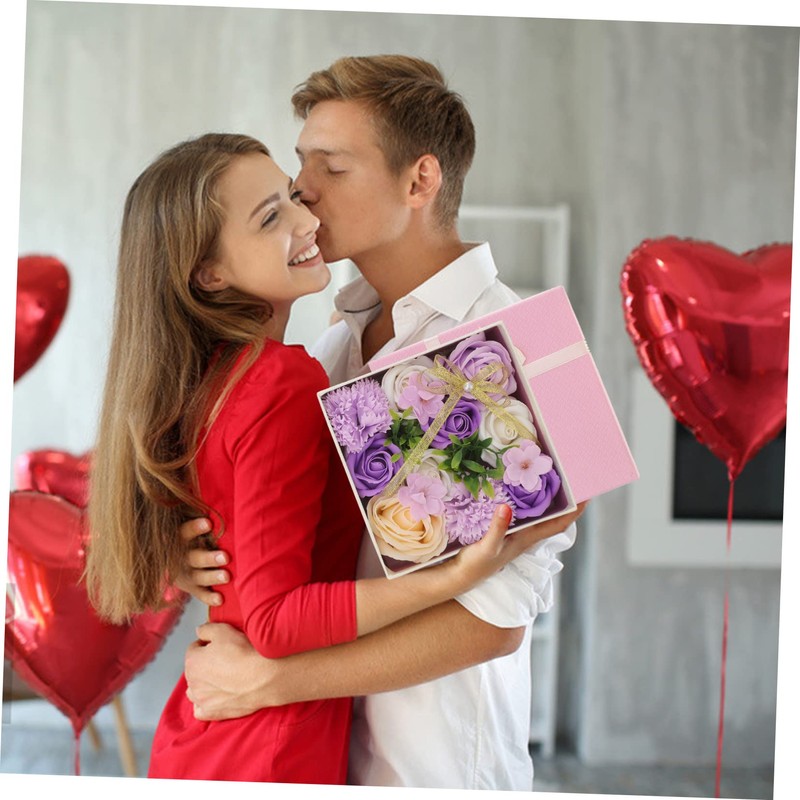 SAFIGLE 1 PC Square Soap Rose present Box Beautiful Artificial