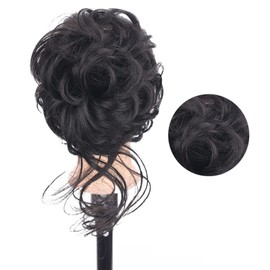 Pieza para el Cabello, Postizo, Rizado, Ondulado, Portátil, Garra para Moño, para Mujeres y Niñas, Extensión de Cabello, Postizo para Moño (Negro parduzco)