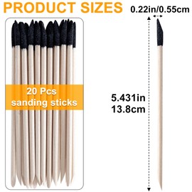 HINZIC 20 Pcs Sanding Sticks 5.43 x 0.22 Inch, Matchsticks Sanding Twigs 150 Grit Fine Detailing Polishing Tool for Plastic Models Miniatures Wood Hobby Stuffers