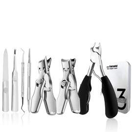 Thick Nail Clipeprs, Heavy Duty Large Toenail Clippers Wide Jaw and Angled Head Nail Clippers for Thick Nails, Nail Clippers with Slanted Curved Blade for Seniors, Men and Women (Black)