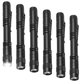 Pack of 6 LED Small Torch Mini Pen Light with Clip, IP44 Waterproof LED Pen Torches, lLED Torch Small and Bright, Pen Light with Pocket Clip for Camping, Hiking, Night Vision