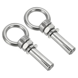 PATIKIL M10x60mm Extended Eye Bolts Pack of 2 304 Stainless Steel Shoulder Anchor Eye Bolt Screw with Eye Ring for Concrete Brick Walls Canopy Engineering Rigging Silver Tone