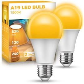 JandCase Sleep Light Bulb, Dimmable Amber Light Bulbs for Sleep, Blue Light Blocking, 1900K Dim Light Bulbs 60W Equivalent, Adjustable Brightness, E26 A19 Warm Bulb for Bedroom Nursery, 2 Pack