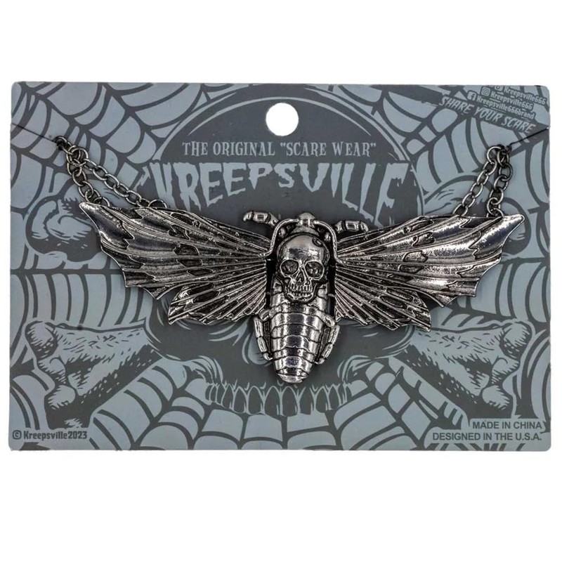kreepsville 666 Gothic Death's Head Hawk Moth Necklace Insect Skull