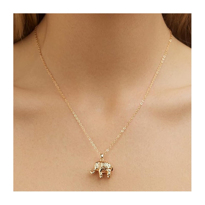 Barzel 18K Gold Plated Filigree Elephant Earrings and Necklace Jewelry