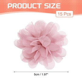 YELARXI Chiffon Flowers, Sewing Fabric Appliques, Chiffon Flowers Appliques - Fitting for (Women/DIY Crafts/Headbands/Hair Accessories/Wedding/Party/Corsage) 2 Inch & 15 Pack & Dark Pink