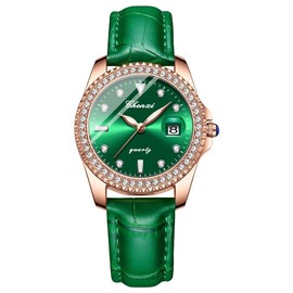 Luxury Ladies Watch Iced Out Watch with Quartz Movement Crystal Rhinestone Diamond Leather Strap Watches for Women Wristwatch