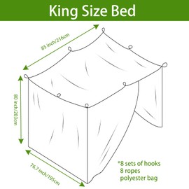 Aventik EDSRDLUZ Luxury Mosquito Large Square Net for Single to King-Sized Beds, 2 Side Openings & 8 Hanging Loops Decorative Rectangular Shape for Home & Travel, 3 Color