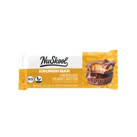 NuSkool Keto Friendly Krunch Bars, Chocolate Peanut Butter (12 Pack) - 7g Fiber, 10g Plant-Based Protein, 3g Net Carbs - Gluten-Free, Non-GMO, Vegan
