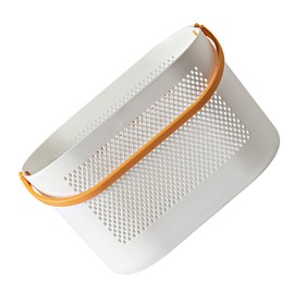 ABOOFAN Plastic Storage Basket with Handles Ventilated Organizer for Bathroom Lightweight Design for Toiletries Clothes and Multi Purpose Portable Bath Basket Orange Small