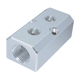 Beduan 2 Way 4 Port G1/2" Input Port G1/4" Output Port Aluminum Air Hose Inline Manifold Block Splitter,Pneumatic Air Compressor Manifold Fitting