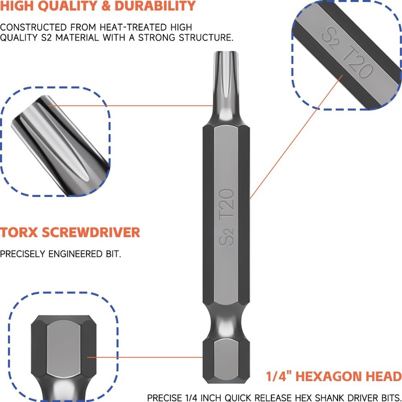 Jyvex T40 Bit, Torx Bit T40, 15 Pieces Torx T40