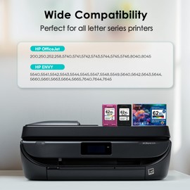 EcoVictor 62XL Ink Cartridges Black and Color Remanufactured Replacement for HP Ink 62 HP62XL Combo Pack Fit for with Envy 5540 5640 5660 5665 7640 7645 OfficeJet 5740 5741 8040 200 250 Mobile Printer