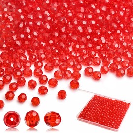 BONNY BOXX 2000pcs 4mm Acrylic Faceted Round Crystal Beads for Adults Transparent Red Loose Spacer Craft Beads for DIY Bracelet Necklace Earring Keychain Jewelry Making Bags Decoration