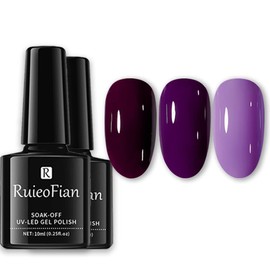 BINGBRUSH 3 Pcs Gel Nail Polish Kit, 10ML Purple Gel Polish Natural Nail Lacquer Long Lasting High Shine Soak Off Gel Polish Set LED Nail Art Manicure Salon DIY Gel Nail