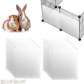 Oncpcare 12 Pack Rabbit Cage Urine Guard 10'' x 8.2'' Pet Plastic Splash Guard Panels Liner Protection Clear Edge Liner Guinea Pig Side Lining Bird Cage Protector from Cats