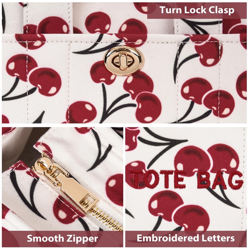 HiTotes Small Tote Bag Crossbody Bags for Women Cherry Tote