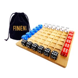 FINENI Dice Battle, 2~4 Player Board Games, 4 Player Durable Wooden Coffee Table Games for Adults, Best Bar Dice Games, Indoor Tabletop Game & 4 Players Wood Table Top Dice Game (Single(2~4)/Log)
