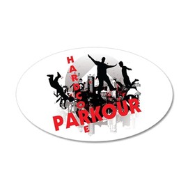 CafePress Hardcore Parkour Grunge City 35"x21" Oval Wall Decal, Vinyl Wall Peel, Reusable Cling