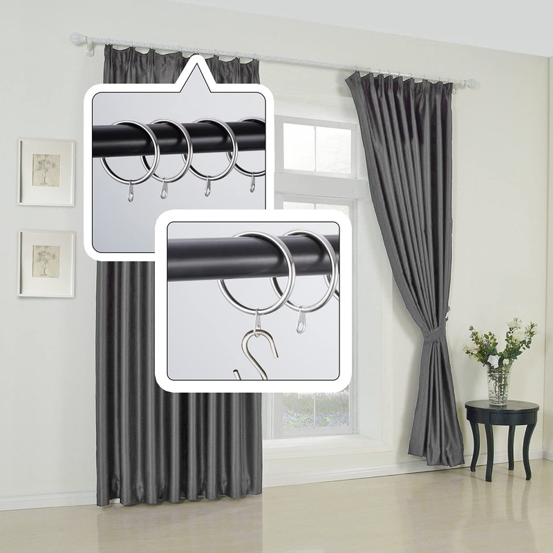 Fippy Pack of 60 Curtain Rings Metal for Hanging Curtains