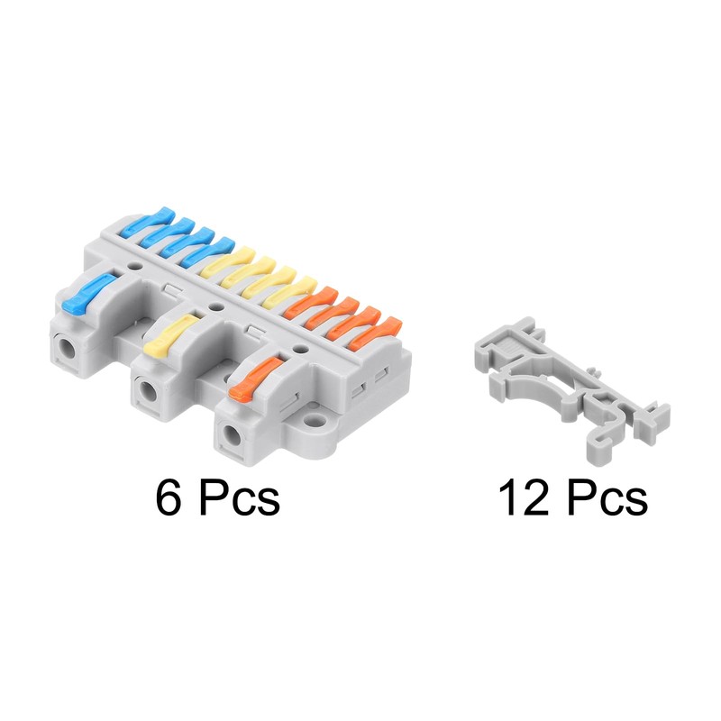 sourcing map 6pcs Din Rail Press Quick Terminal Blocks DIY