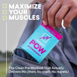 EBOOST POW Natural Pre Workout Powder - 15 Packets, Blue Raspberry - Preworkout Energy Booster Gym Supplement Drink Mix for Men and Women - Performance, Joint Mobility Support - Gluten-Free