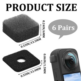 6 Pcs Microphone Winds Muff for Insta 360 X5/X4/X3/X2, Microphones Wind Noise Reduction, Anti-Noise Microphone Wind Replacement Accessories for Outdoor, Panoramic Action Camera Clear Audio (Black)