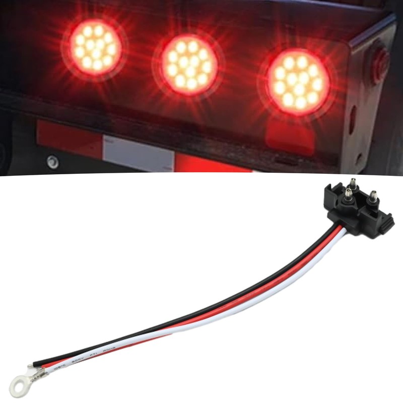 Newnessai 10 Pcs 3-Pin Trailer Light Connector, 3 Wires Pigtail