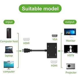 ELASO HDMI to VGA HDMI Adapter Dual Display 1080P Converter Splitter for PC Laptop Desktop