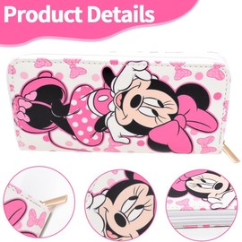 M-innie Kids' Cute Cartoon Wallet, Long Purse PU Clutch Children's Coin Purse Fashion Credit Card Large Capacity Portable Wallet Zipper Cash Bag with Coin Pocket
