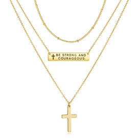 Layered Cross Bible Verse Necklace - Inspirational Jewelry Gift