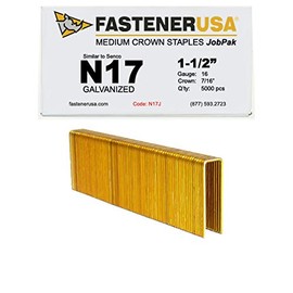 1-1/2" Leg x 7/16" Crown 16GA Galvanized N17 Staples 5M JobPak
