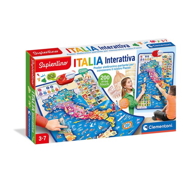 Clementoni - 16445 - Sapientino - The Interactive Map of Italy - Interactive Electronic Poster of Italy, Map of Italy Politics, Educational Game 3 Years, Electronic, Geography Game Children