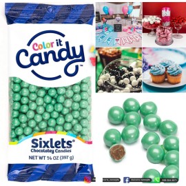 ColorIt Candy 2 PK Sixlets Chocolatey Candies Color it Candy Shimmer Turquoise 14 ounce