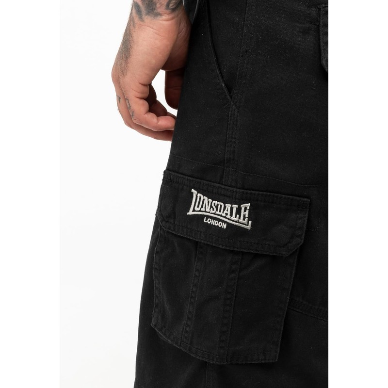 Lonsdale Men's Balrath Cargo Shorts, Black / Grey