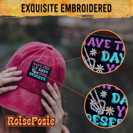 ROISEPOSIE Have The Day You Deserve Patch, 3 Inches Iron On/Sew On Embroidered Applique Fabric Hand Skeleton Patches for Clothes Backpacks Hat Jeans, Funny Sarcastic Embroidery Patches for Adults